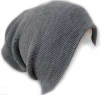 Ribbed Beanie Hat Slouch Style Skull Cap Ski Hat Light Grey