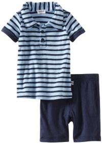 Splendid Littles Baby-boys Infant Florence Stripe Polo and Short Set, Sky, 6-12 Months