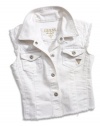 GUESS Kids Girls Little Girl Denim Vest, WHITE (3T)