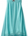 Ruby Rox Kids Girls 7-16 High Low Glitter Dress, Aqua, X-Large