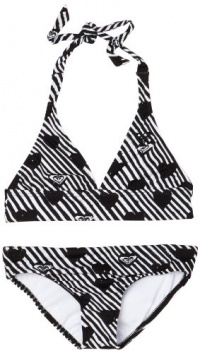 Roxy Kids Girls 7-16 70's Halter Set, Black And White Stripe, 10