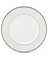 With the bands. The Parker Place accent plate creates instant ambiance with rings of platinum, black and pale blue in sleek bone china. From kate spade new york.