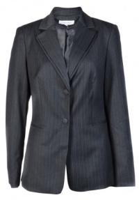 Calvin Klein Women's Pinstripe Blazer Jacket Charcoal/White Stripe