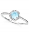 Stunning color you can swim in. This sweet ring by CRISLU features an aquamarine-colored, faceted cubic zirconia (5/8 ct. t.w.) accented by sparkling clear cubic zirconias. Set in platinum over sterling silver. Nickel-free for sensitive skin. Size 6, 7, and 8.