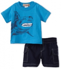 Kids Headquarters Baby-Boys Newborn Shark Short Set, Blue, 3-6 Months