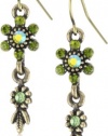 1928 Jewelry Burnished Collectibles Green Peridot Color Drop Earrings