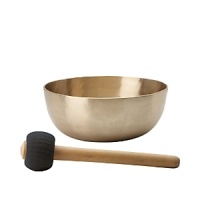 Authentic ceremonial bowls, made of brass and precious metal, to produce authentic vibrations and tone. Wood striker included.