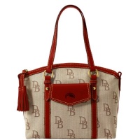 Dooney & Bourke Signature Jacquard Front Pocket Satchel, Brown/Red