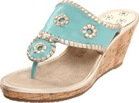 Jack Rogers Women's Del Mar Mid Cork Platform Sandal,Aqua/Platinum,7 M US