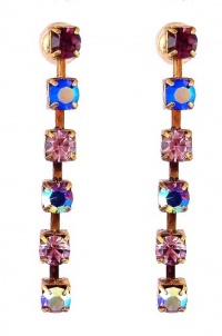 Earrings - Gold Tone Swarovski (tm) Crystals ~ Amethyst Mix (FB55)