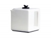 Make My Day Tea Cube Ceramic Teapot with Infuser, White with Black Accent