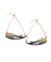 Flight of fancy: Feathers stand out as a key trend in jewelry, and RACHEL Rachel Roy distinctively interprets them in the form of these chic, large-scale hoop earrings. Crafted in rose gold tone mixed metal with glass  detailing. Approximate diameter: 1 inch.