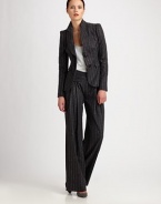 Soft melange wool in a sharp, pinstriped pattern, tailored with a unique criss-cross waistband.Criss-cross waistbandFront pleatsConcealed side zipFully linedInseam, about 3588% wool/8% polyamide/3% cashmere/1% elastaneDry cleanMade in Italy of imported fabricModel shown is 5'10½ (177cm) wearing US size 4. 