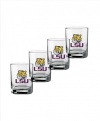 NCAA Louisiana State Fightin Tigers Set of 4 Double Old Fashioned Glasses, 14-Ounce