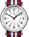 Timex Unisex T2N746 Weekender Slip Thru Red, White & Blue Stripe Nylon Strap Watch