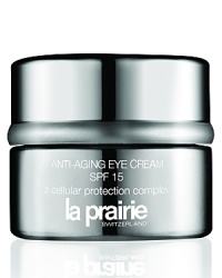 Anti-Aging Eye Cream SPF 15 features multi-action interceptors to eliminate inflammation, dehydration and loss of youthful firmness in the eye area as it decreases the appearance of cross-hatch lines and wrinkles.