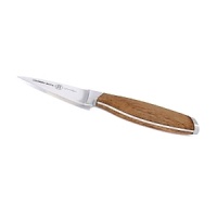 German stainless steel harmonizes with Asian teak wood on this superior set of knives from Schmidt Brothers for an aesthetically pleasing and exceptionally precise collection.