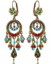 Michal Negrin Intriguing Chandelier Earrings with Circles; Swarovski Crystals and Crystal Tear Drops - Hypoallergenic, Hand-made in Israel