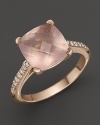 Lisa Nik 18K Rose Gold Rose Quartz and Diamond Ring