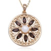 Gold Over Sterling Silver, Smoky Quartz and Pearl Kaleidoscope Medallion Pendant