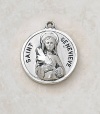 Sterling Silver Patron Saint Genevieve Medal Catholic Pendant Necklace Jewelry