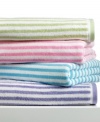 In line with. Put a bit of pep into your daily routine with this brightly-colored Bambini Lines washcloth, featuring whimsical stripes on a pure cotton ground for a playful addition to your bathroom. Choose from a range of fun hues.