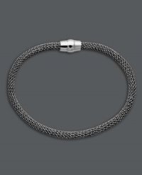 Everyone knows that black is the new black. Studio Silver's contemporary design blends perfectly with any ensemble. Chic mesh design crafted in black rhodium over sterling silver. Approximate length: 7-1/2 inches.