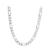 Sterling Silver Wide Figaro Link Necklace, 22