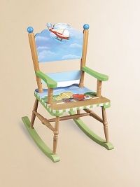 From the Transportation Collection. Bright and cheerful, this little rocker is adorned with hand-painted modes of transport every child will enjoy.Sturdy design 16¾W X 22½H Constructed of MDF ImportedRecommended for ages 3 and up Please note: Some assembly may be required. 