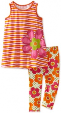 Kids Headquarters Girls 2-6X 2 Piece Orange Capri Set, Assorted, 5