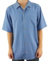 Tommy Bahama Mens Blue Short Sleeve Polo Collar Button-Up Shirt