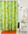 It's a zoo in here! A group of playful friends comes together in this shower curtain, featuring friendly animals in fun and vibrant colors that your kids will adore.