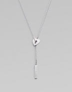 From the Trademark Collection. A sleek sterling silver design with a textured heart and logo pendant on a box chain will make you fall in love. Sterling silverLength, about 21½Pendant size, about ¾Slip-on styleMade in Italy