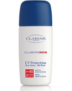 UV Plus SPF 40 for Men protects skin from the sun and pollution when playing sports, when in the city, or during the weekend. Its incredibly fine oil-free texture leaves no traces on the skin while the micronized, microdispersed 100% mineral screen ensures perfect protection and guarantees optimal tolerance. 