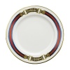 A signature bridle decal accents this porcelain Ralph Lauren dessert plate, finished with a fine gold stripe at the rim.