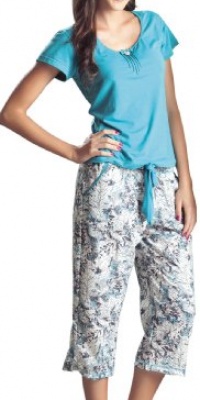 Laura High Quality Aqua Sexy Pajama Capri Pant Set #SL504022 - Made in Colombia