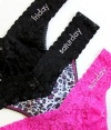 Hanky Panky Weekender Signature Lace Original Rise Thong 3-Pack, One Size, Black/Leopard/ Pink