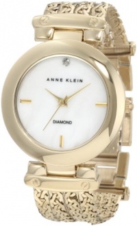 Anne Klein Women's 10/9794MPGB Diamond Dial Gold-Tone Chain Bracelet Watch