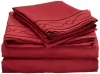 At Home Interlocking Rings Embroidered Queen 75-GSM Microfiber Sheet Set, Burgundy