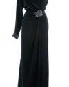 David Meister Black Jeweled One-Shoulder Gown 6