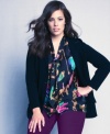 Equestrian-inspired details lend heritage appeal to Lauren Ralph Lauren's soft knit cotton plus size blazer. (Clearance)