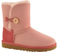 UGG Australia Infants' Bailey Button Denim Toddler Shearling Boots,Tea Rose Denim,10 Child US