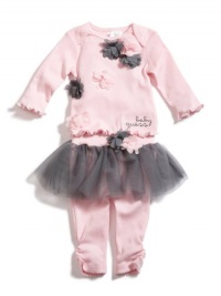 GUESS Tee and Tutu Leggings Set with Headband, LIGHT PINK (0/3M)