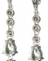 Judith Jack Sterling Silver with Marcasite and Green Amy Dbl Drop Earrings