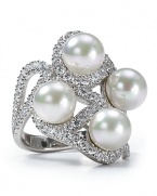 The hands have it with Majorica's four pearl cocktail ring. The organic lines and sparkling pave are reminiscent of a Jazz Age heirloom.