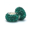 Set of 2 - Bella Fascini Emerald Green Pave Bling Beads - Made with Authentic Swarovski Crystal Elements - Solid Sterling Silver Core Fits Perfectly on Chamilia Moress Pandora and Compatible Brands