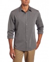 Perry Ellis Men's Long Sleeve Iridescent Chambray Woven