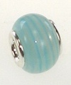 DaVinci Light Blue Genuine Foil Glass European/Memory Charm Double Sterling Layered Bead - Fits Pandora Bracelets