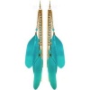 Turquoise Feather Earrings with Rhinestones