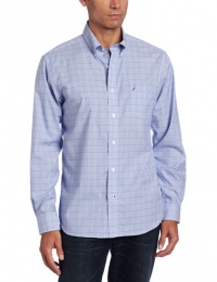 Nautica Men's Vineyard Poplin Checked Long Sleeve Woven Shirt